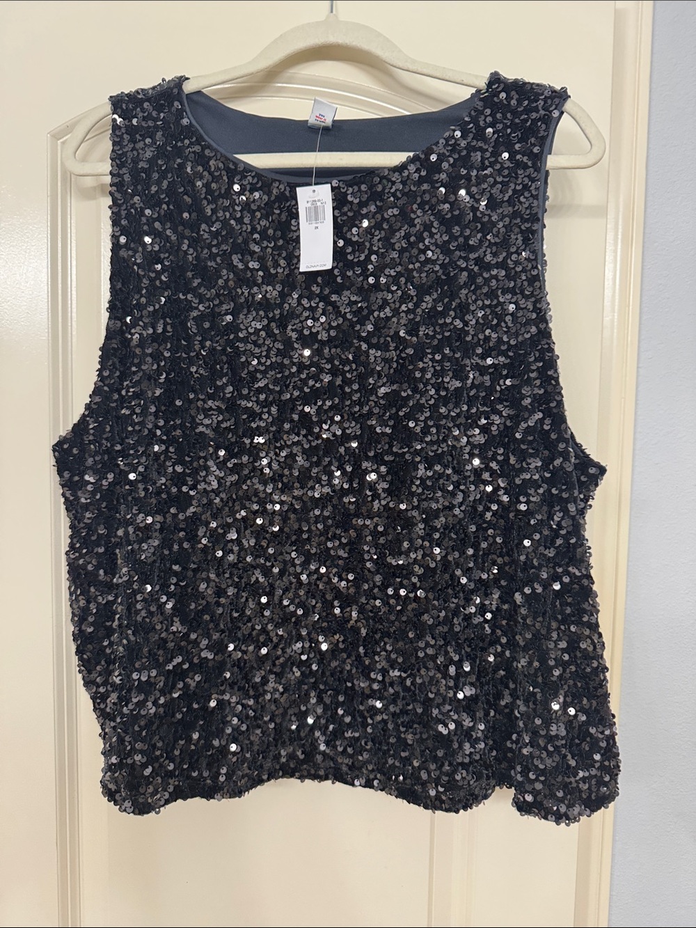 Old Navy Black Stretch Velvet Sequin Tank Top 2X